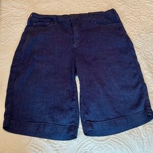 NYDJ Women's Navy Linen Blend Bermuda Shorts